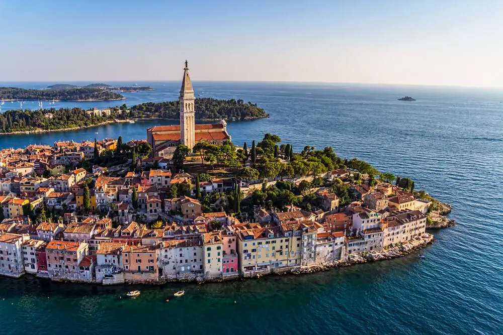 Aerial view of Pula harbor, a top destination for sailing in Croatia